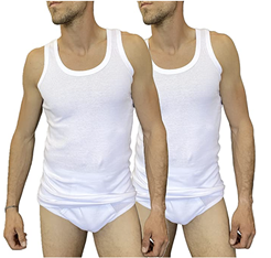 Débardeur Homme en Coton Peigné  x2 Blanc